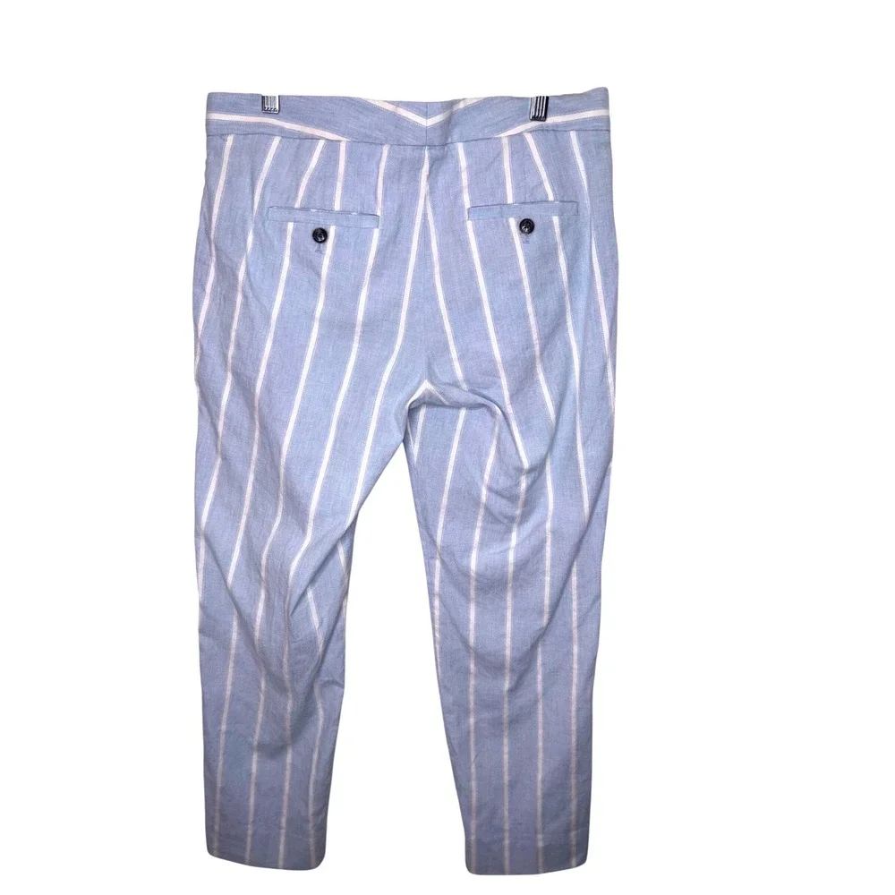 Banana Republic Avery Pants Blue White Striped Linen Cotton Blend Size 6